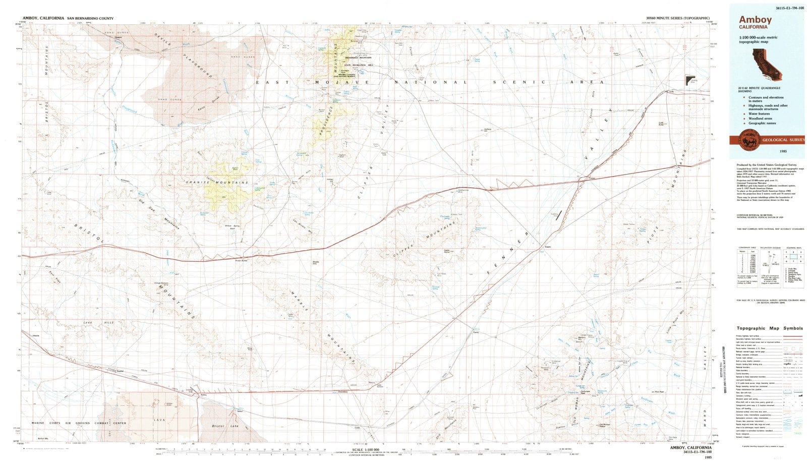 1985 Amboy, CA - California - USGS Topographic Map