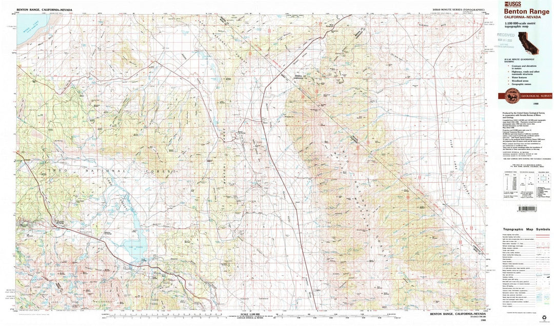 1988 Benton Range, CA - California - USGS Topographic Map