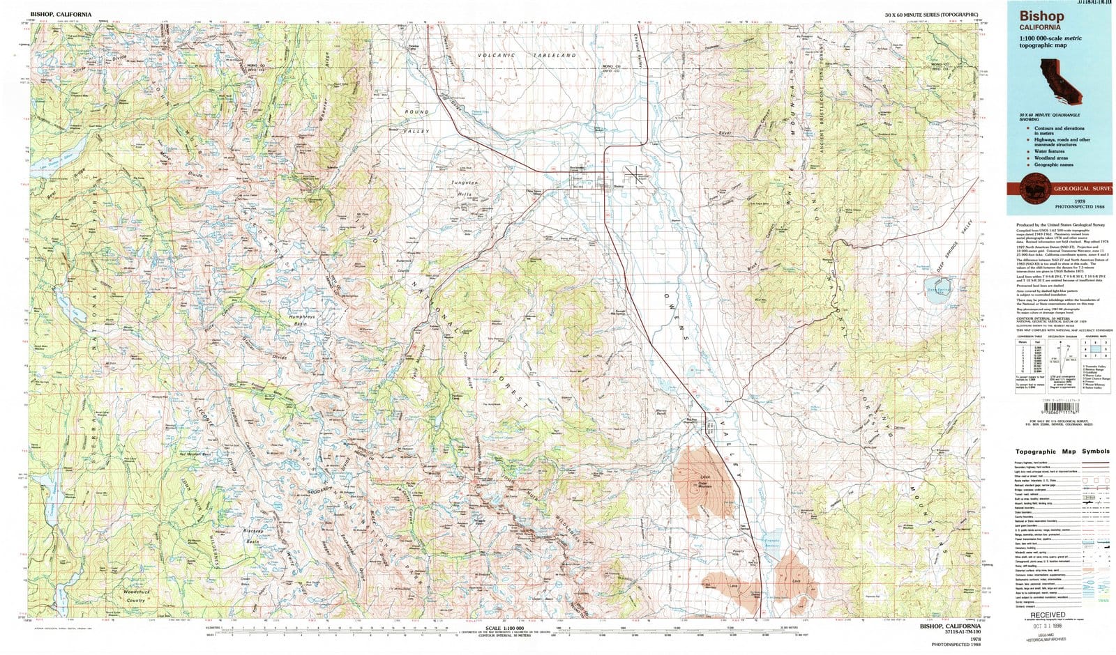 1978 Bishop, CA - California - USGS Topographic Map
