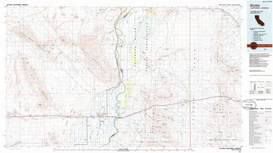 1986 Blythe, CA - California - USGS Topographic Map
