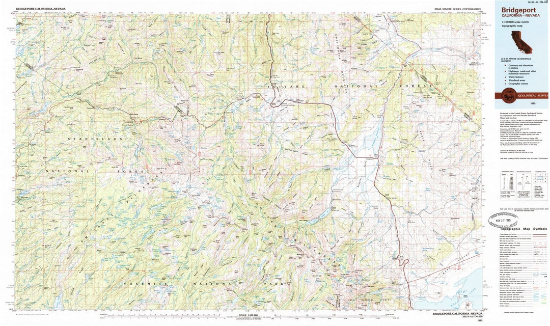 1985 Bridgeport, CA - California - USGS Topographic Map