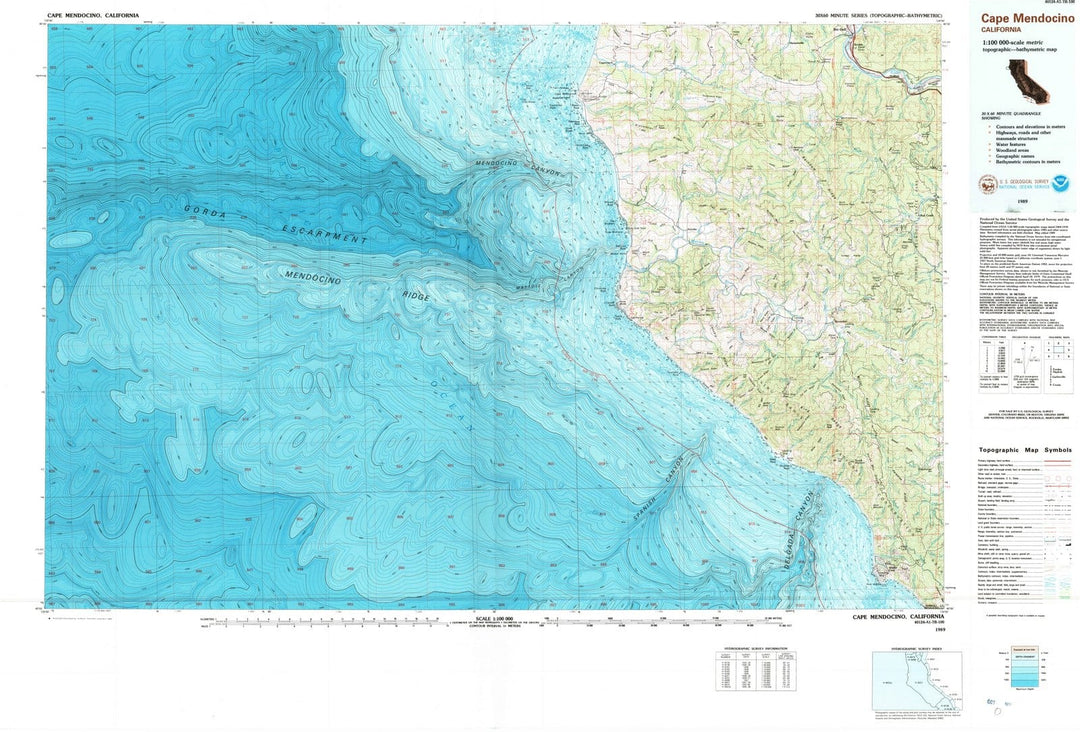 1989 Cape Mendocino, CA - California - USGS Topographic Map