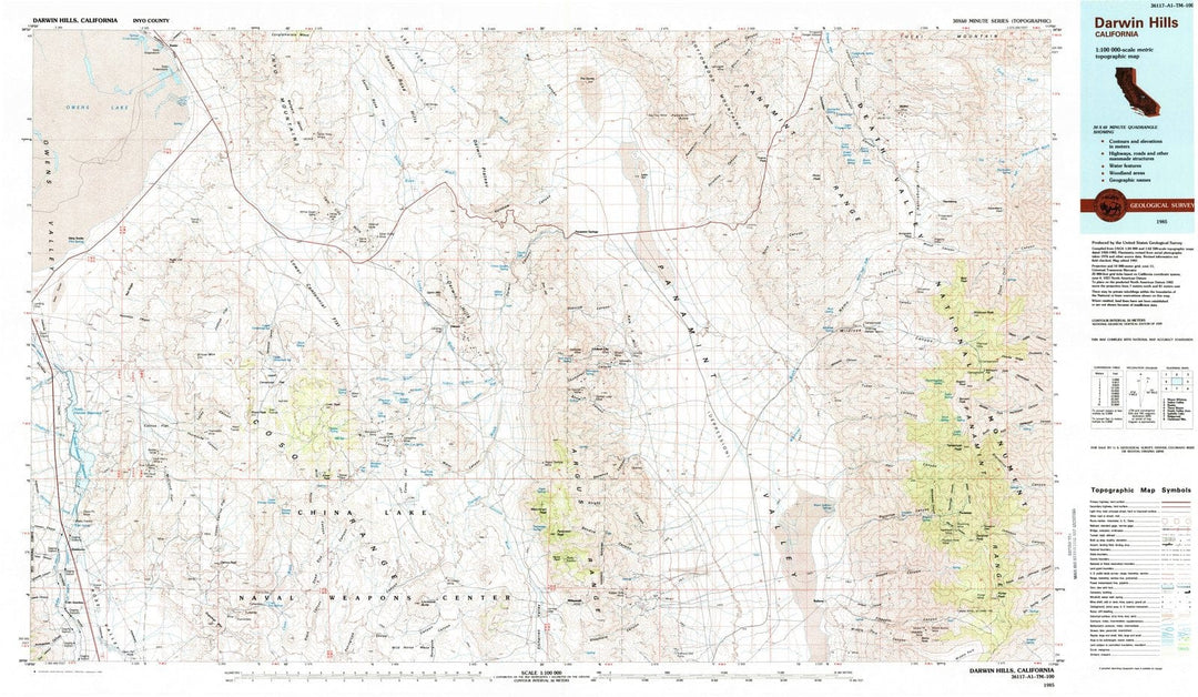 1985 Darwin Hills, CA - California - USGS Topographic Map