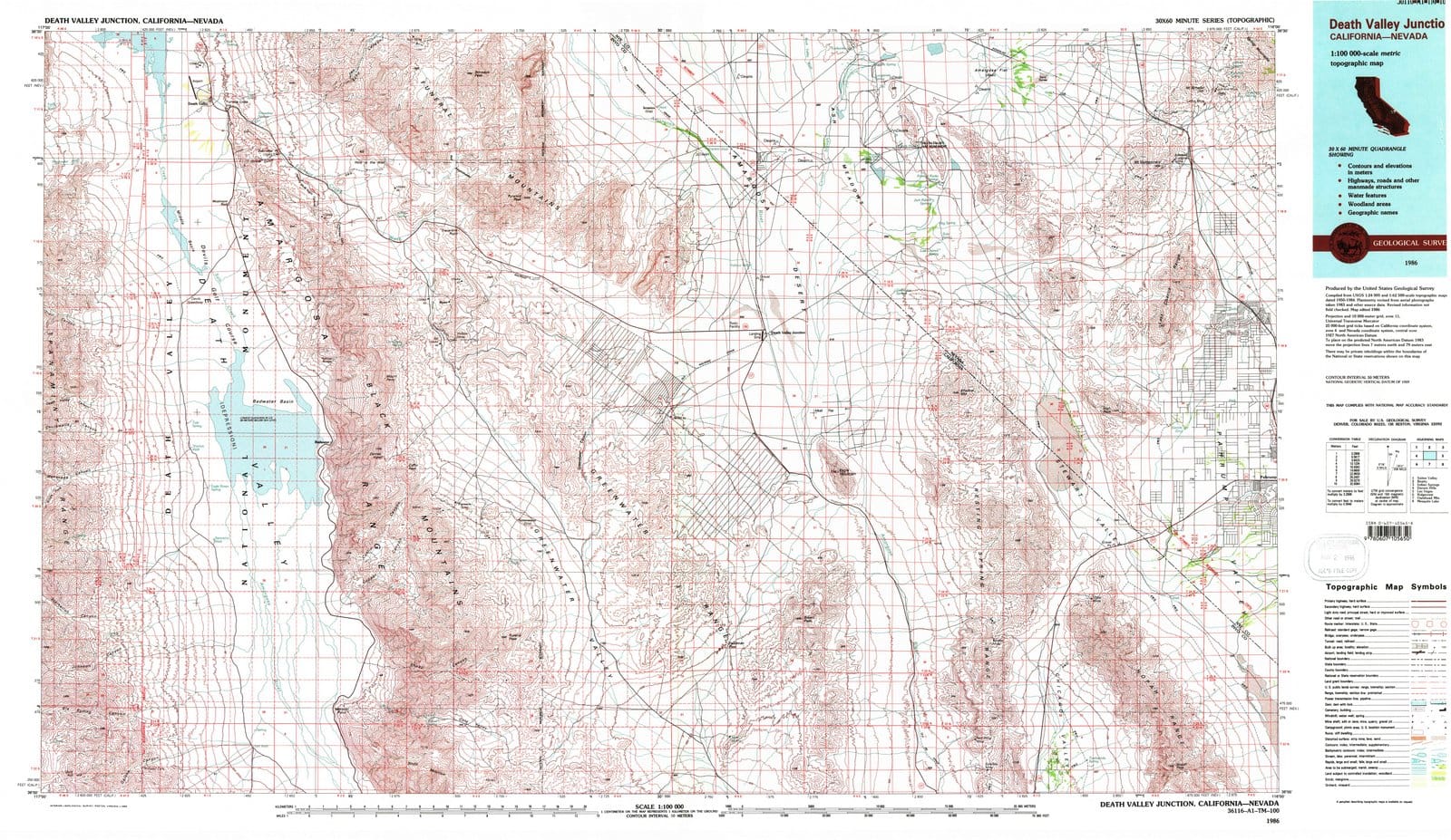 1986 Death Valley Junction, CA - California - USGS Topographic Map