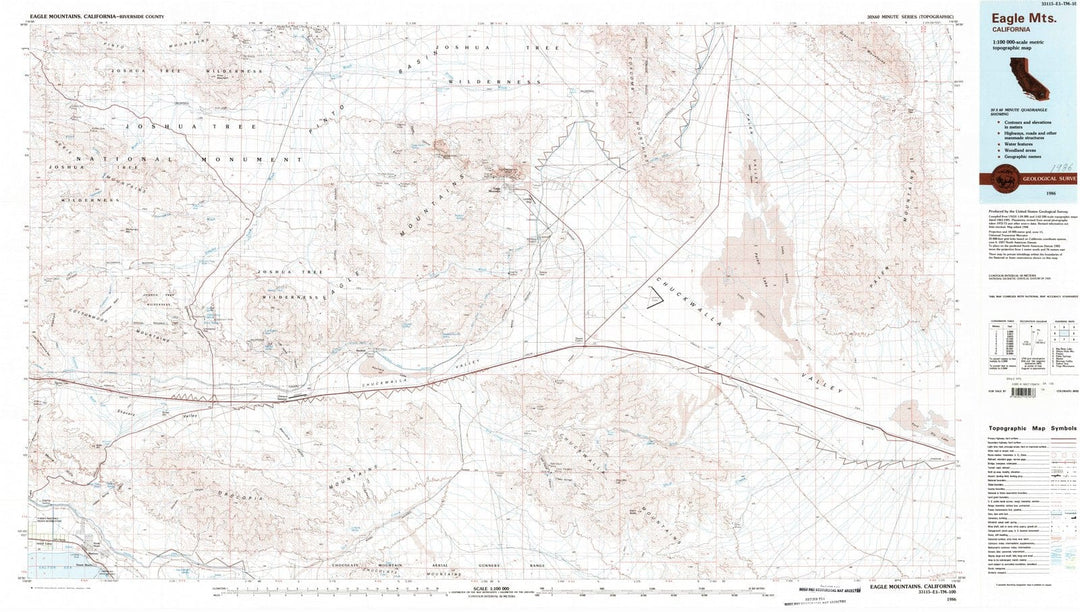 1986 Eagle Mountains, CA - California - USGS Topographic Map