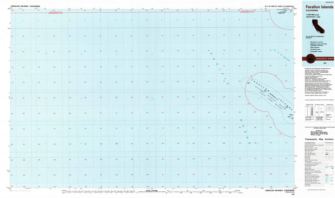 1985 Farallon Islands, CA - California - USGS Topographic Map