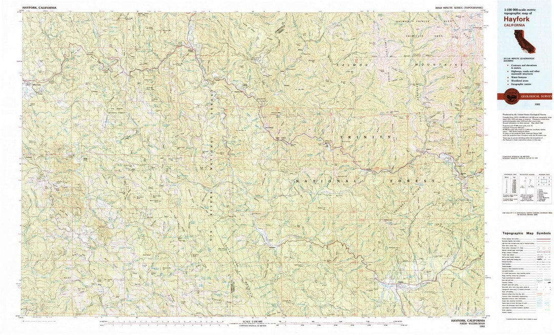 1982 Hayfork, CA - California - USGS Topographic Map