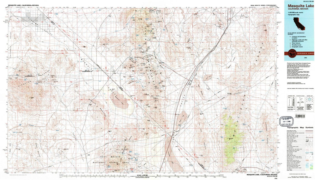 1985 Mesquite Lake, CA - California - USGS Topographic Map