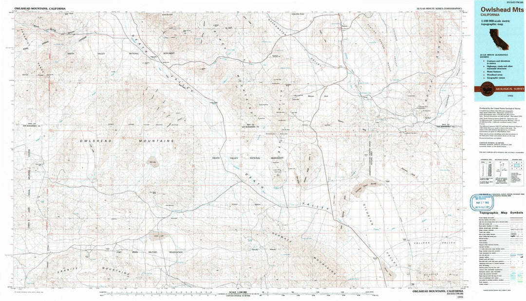1993 Owlshead Mountains, CA - California - USGS Topographic Map
