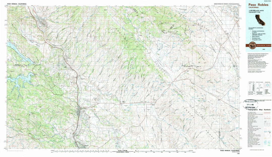 1989 Paso Robles, CA - California - USGS Topographic Map