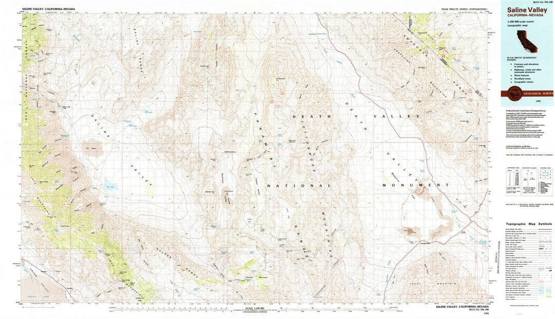 1985 Saline Valley, CA - California - USGS Topographic Map