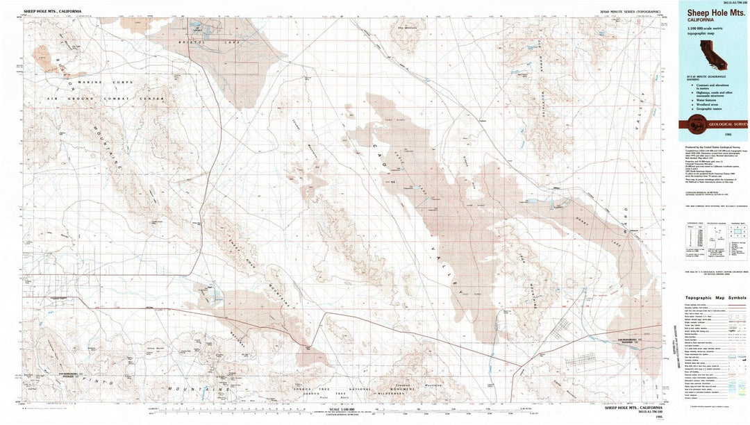 1985 Sheep Hole Mountains, CA - California - USGS Topographic Map