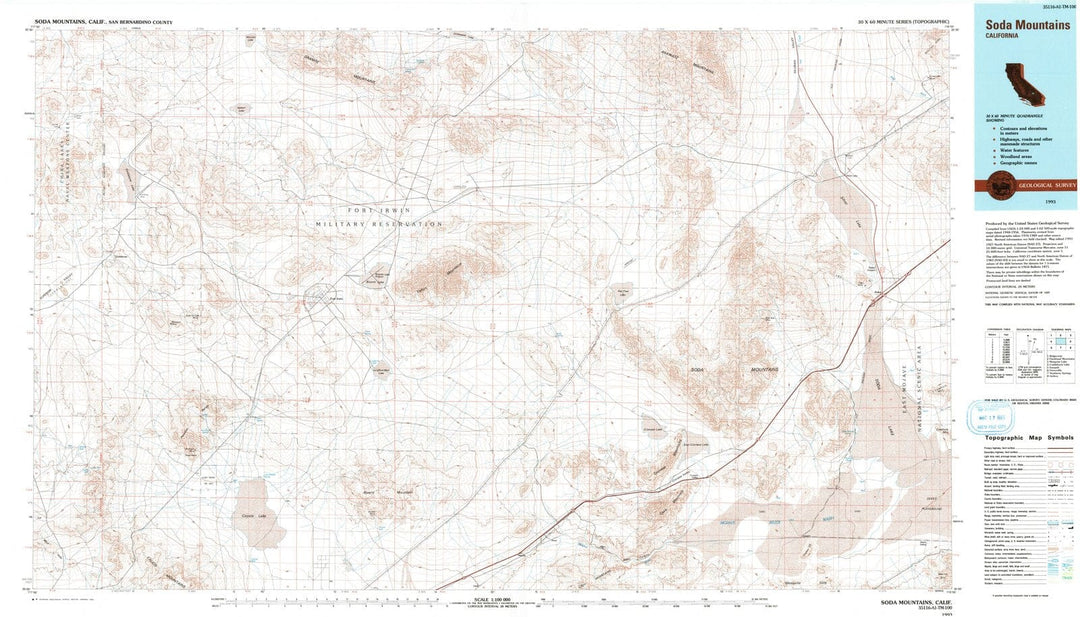 1993 Soda Mountains, CA - California - USGS Topographic Map