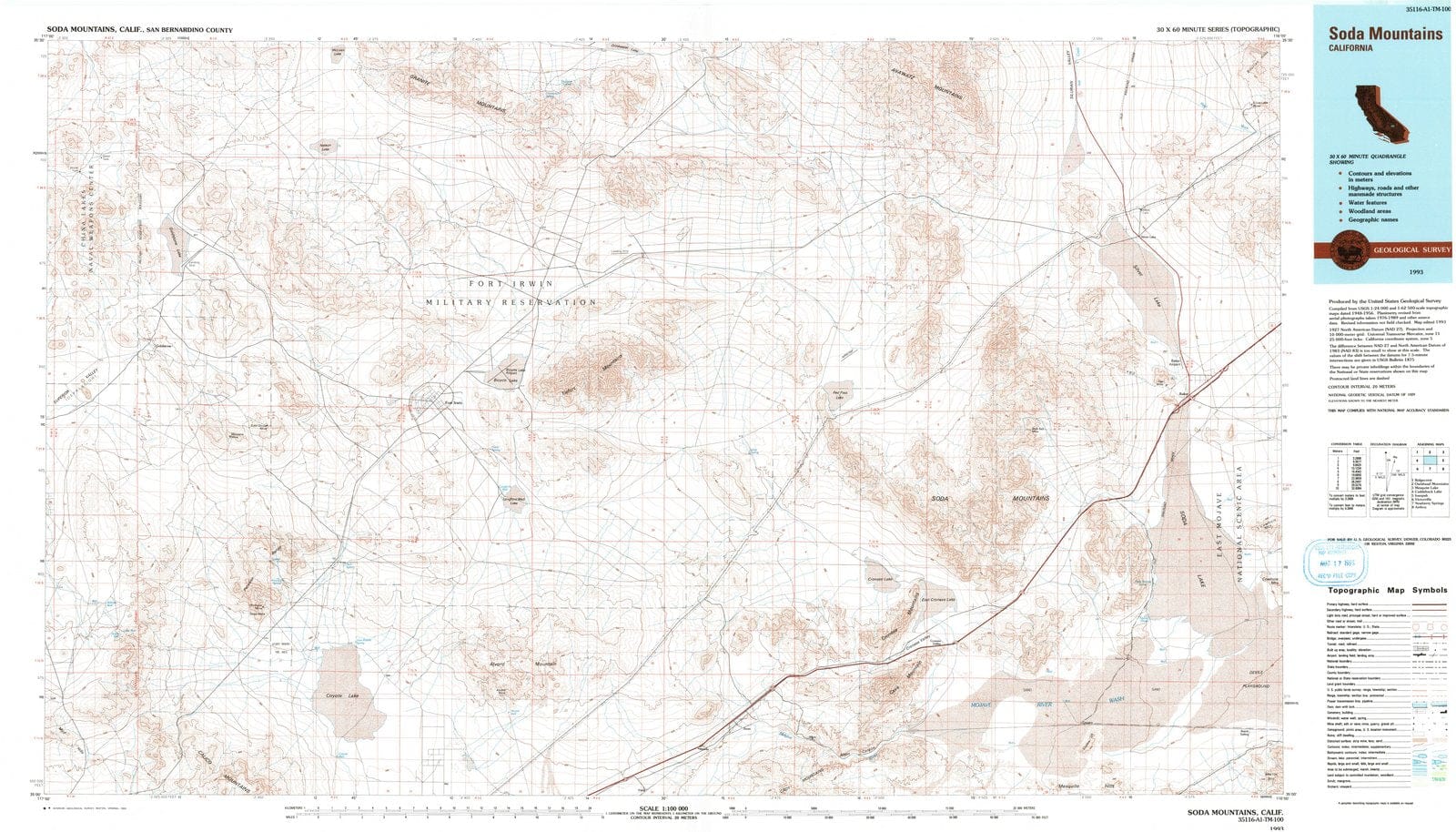 1993 Soda Mountains, CA - California - USGS Topographic Map