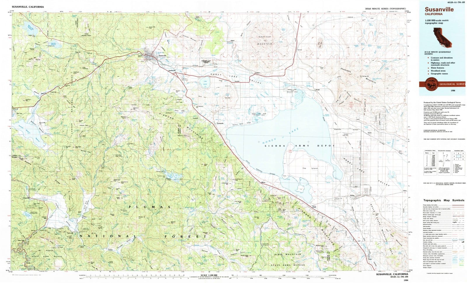 1984 Susanville, CA - California - USGS Topographic Map