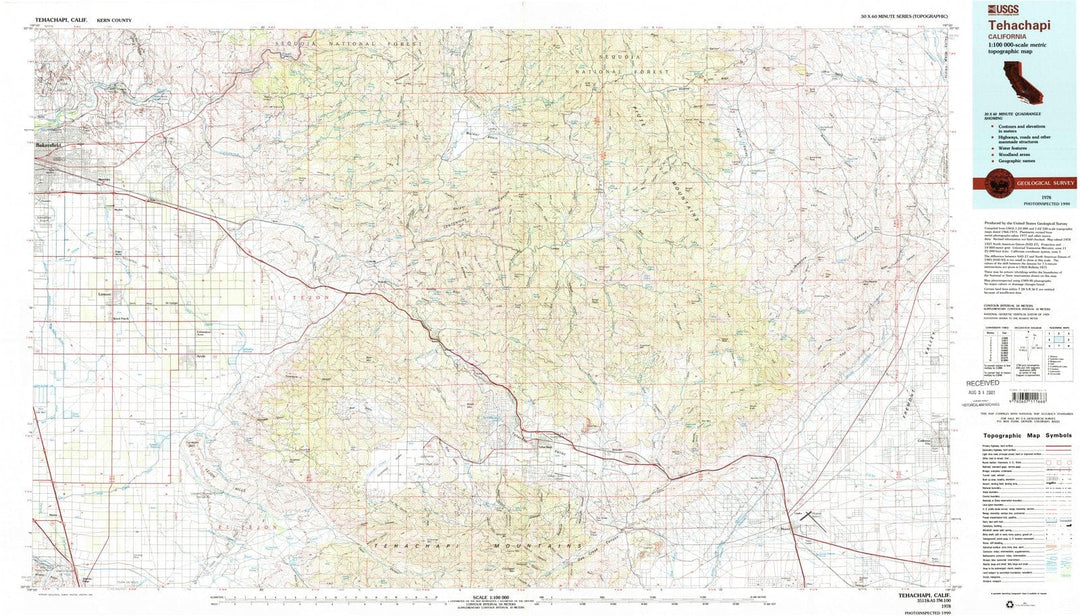 1978 Tehachapi, CA - California - USGS Topographic Map