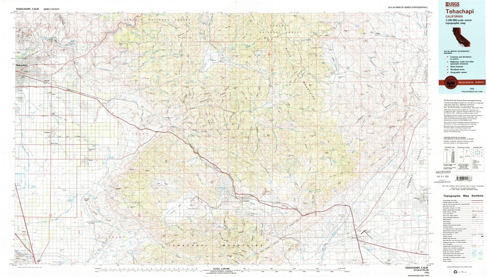 1978 Tehachapi, CA - California - USGS Topographic Map