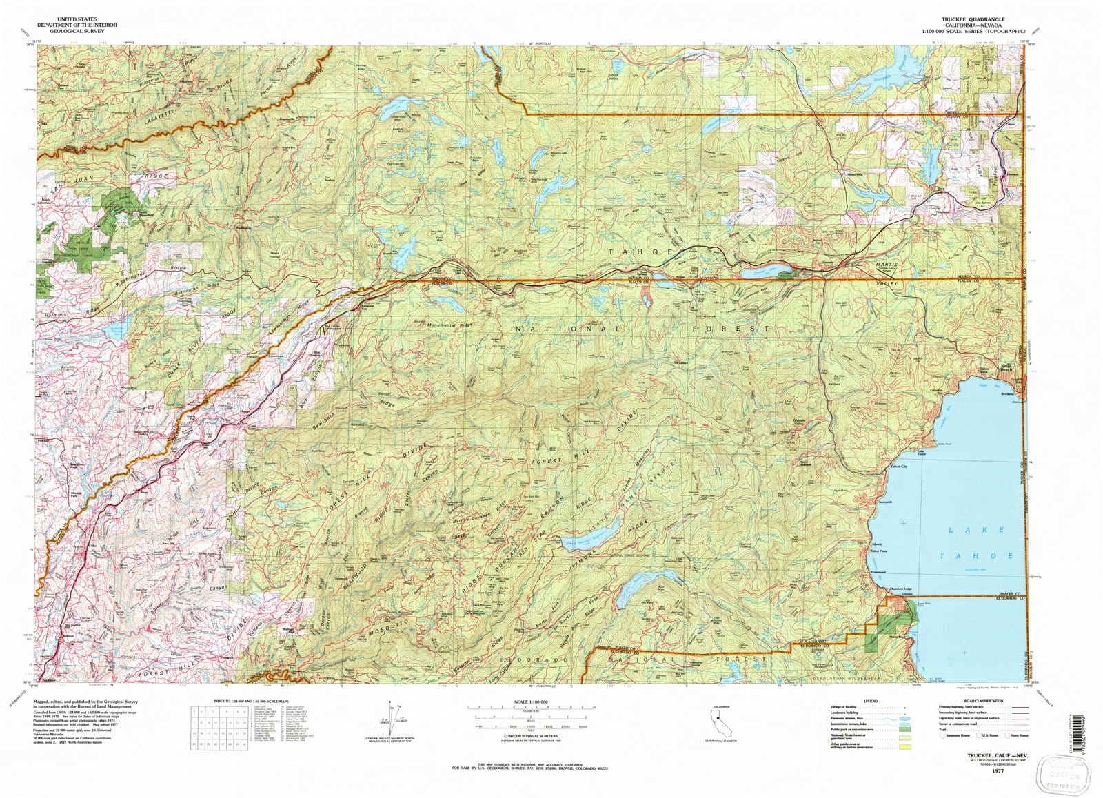 1977 Truckee, CA - California - USGS Topographic Map