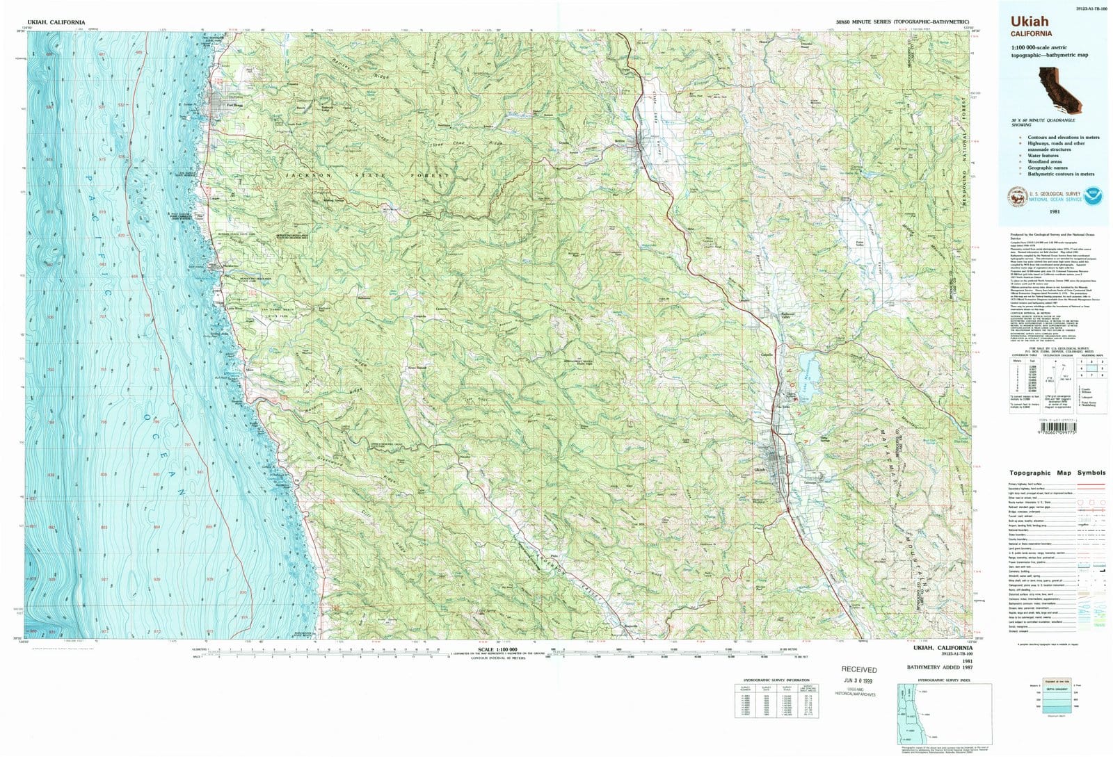 1981 Ukiah, CA - California - USGS Topographic Map