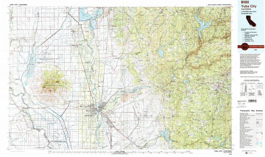 1993 Yuba City, CA - California - USGS Topographic Map