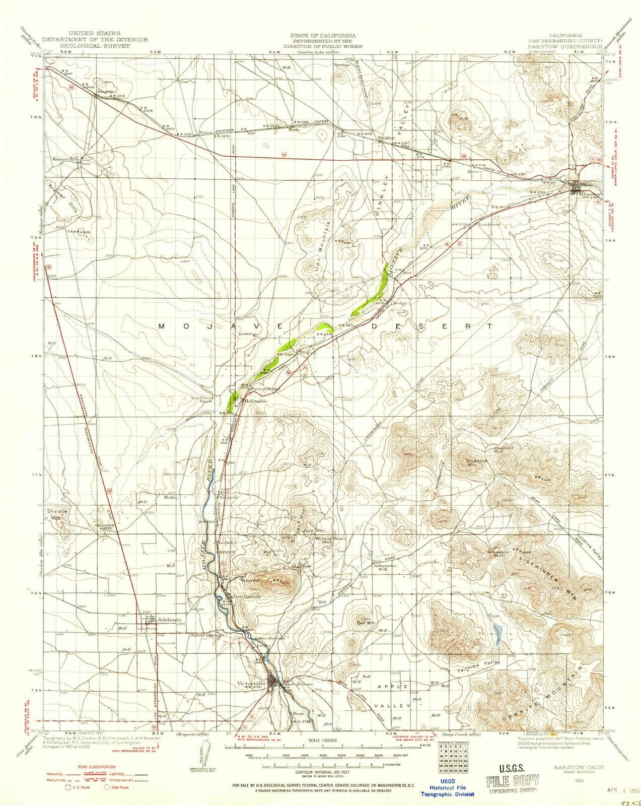1932 Barstow, CA - California - USGS Topographic Map