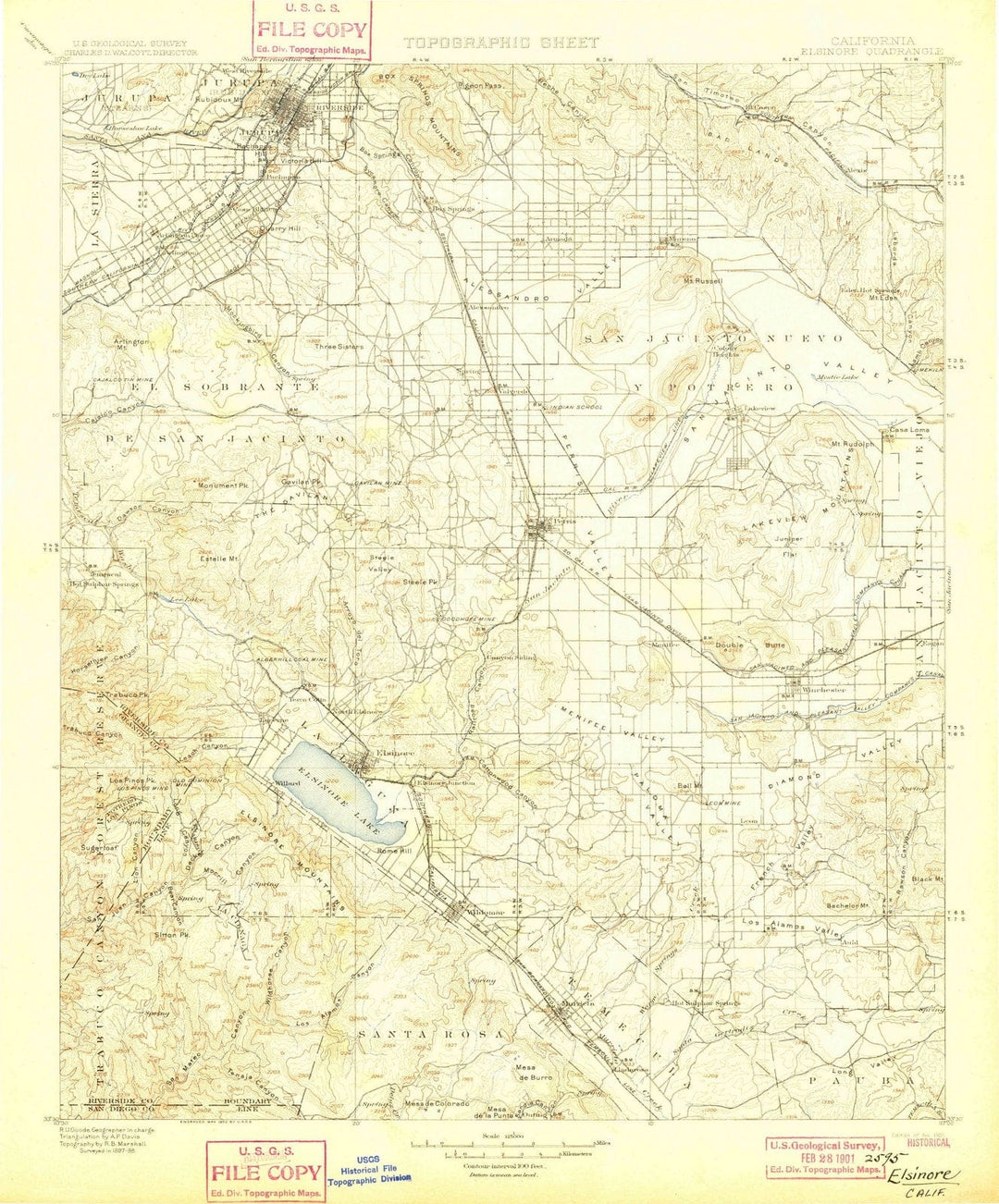 1901 Elsinore, CA - California - USGS Topographic Map
