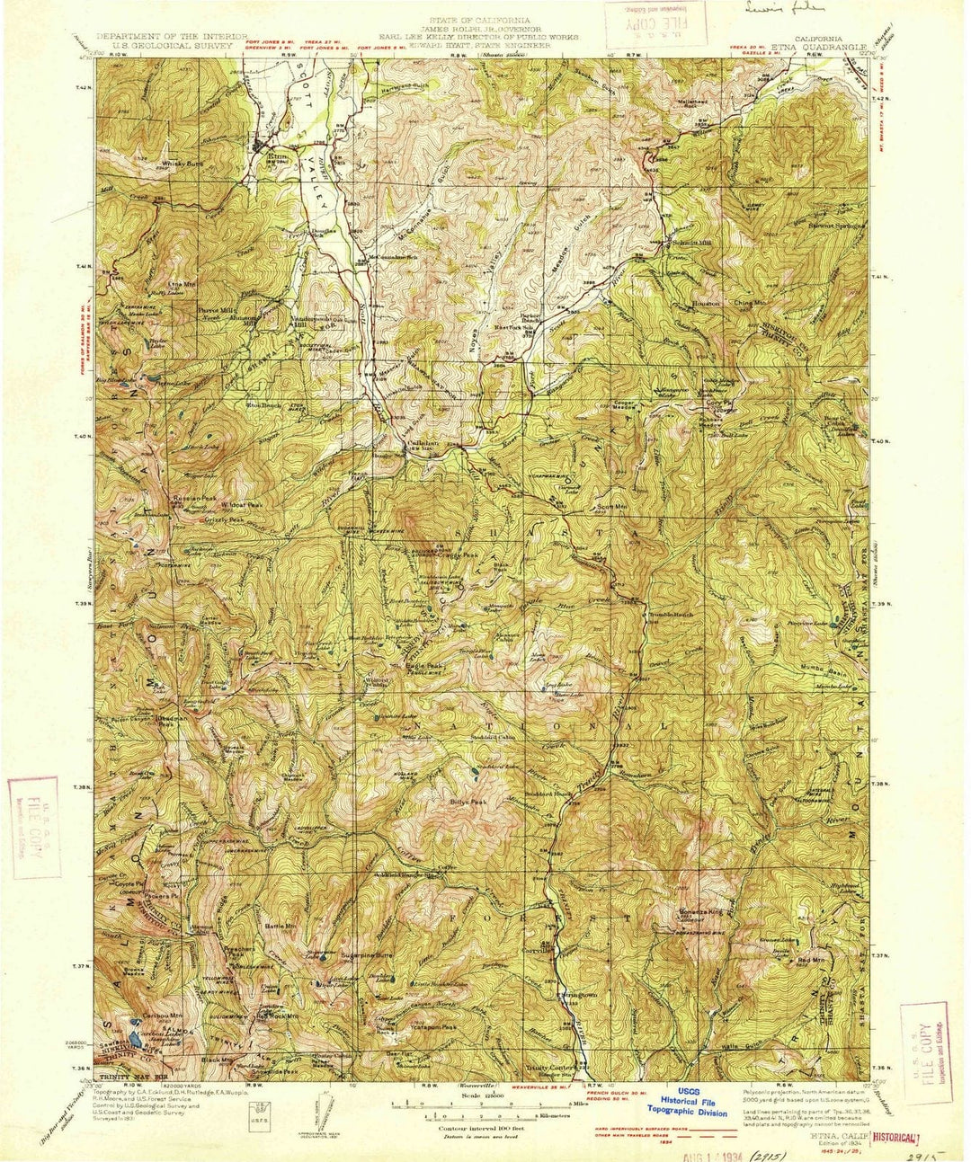 1934 Etna, CA - California - USGS Topographic Map