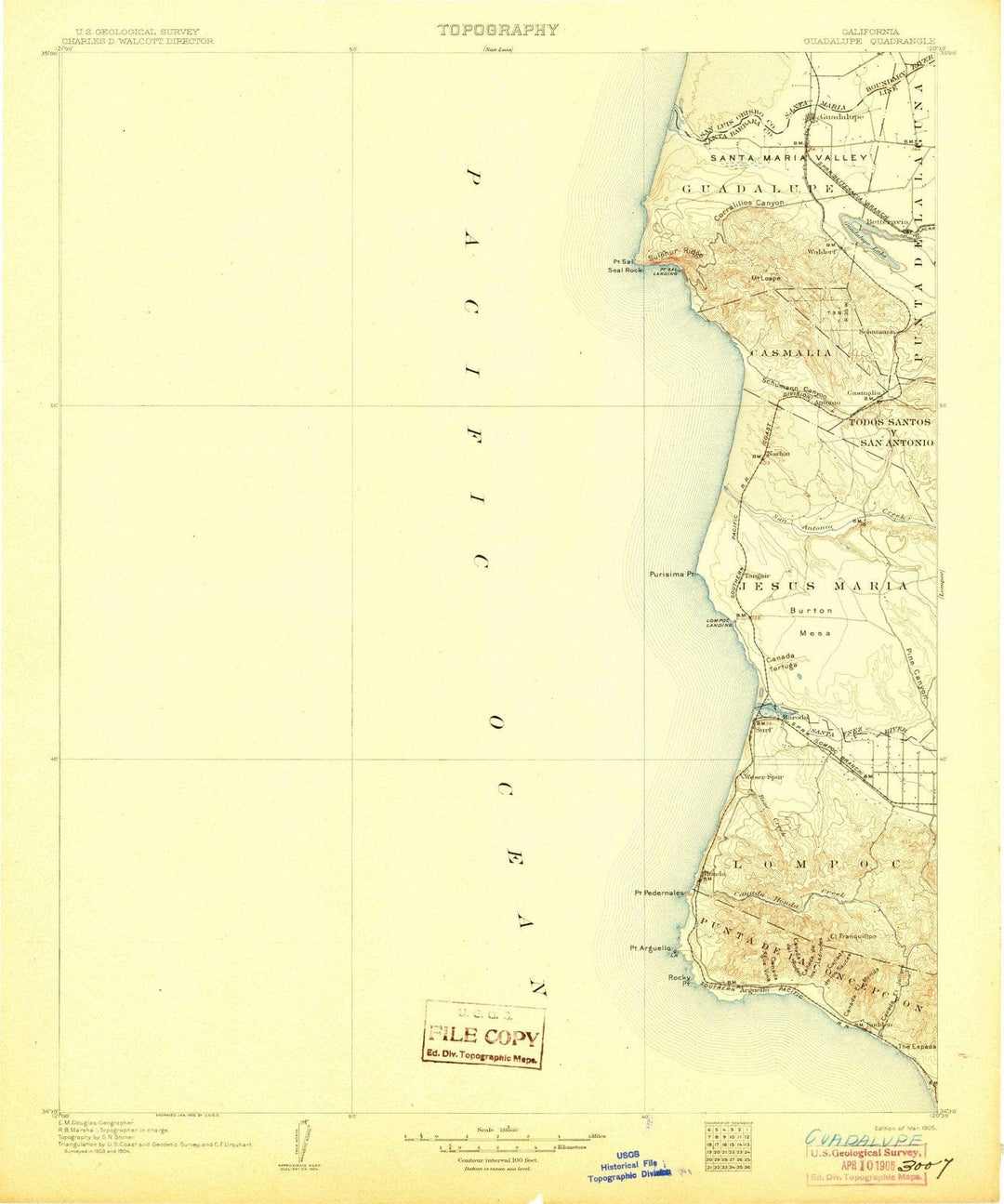 1905 Guadalupe, CA - California - USGS Topographic Map