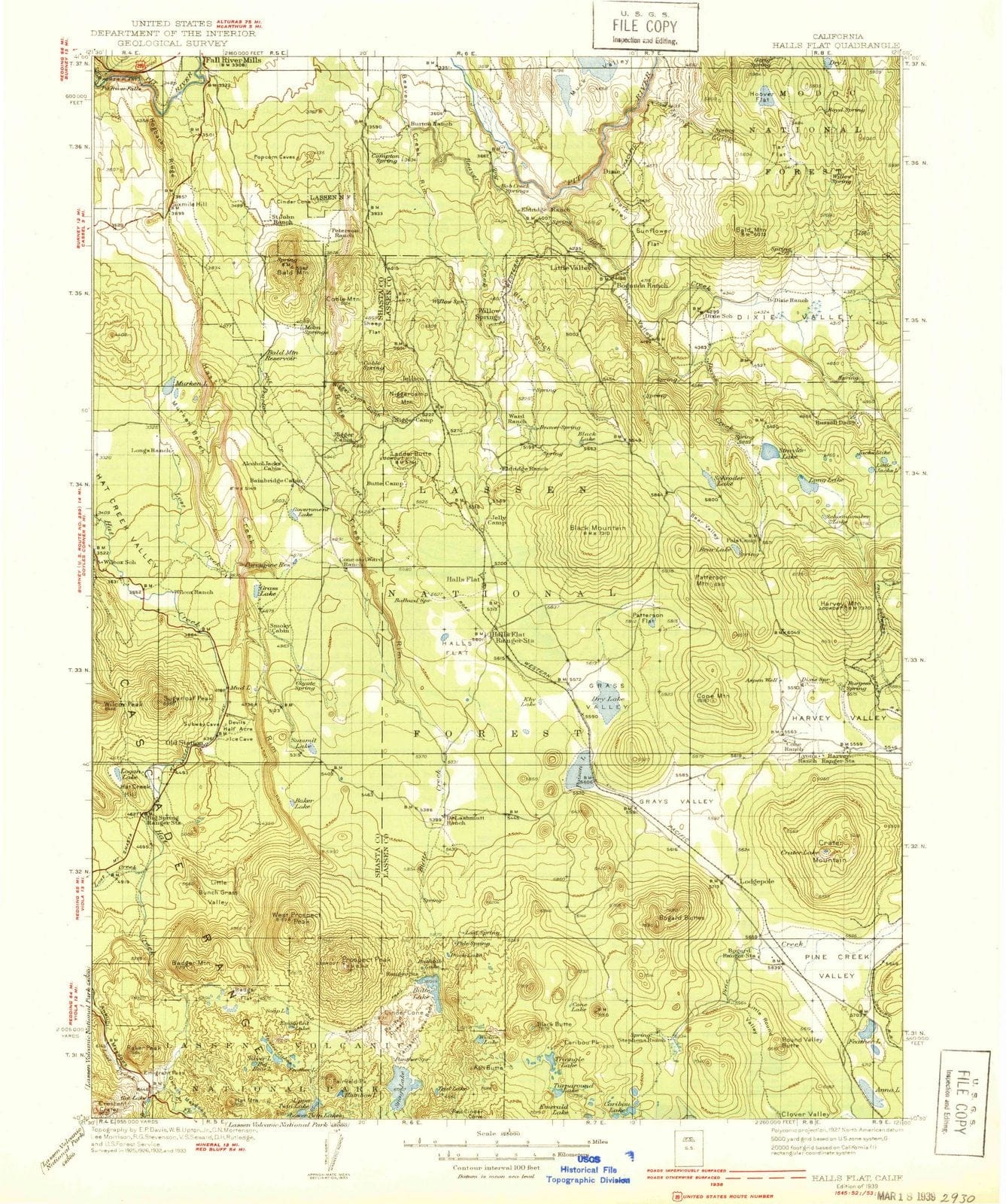 1939 Halls Flat, CA - California - USGS Topographic Map
