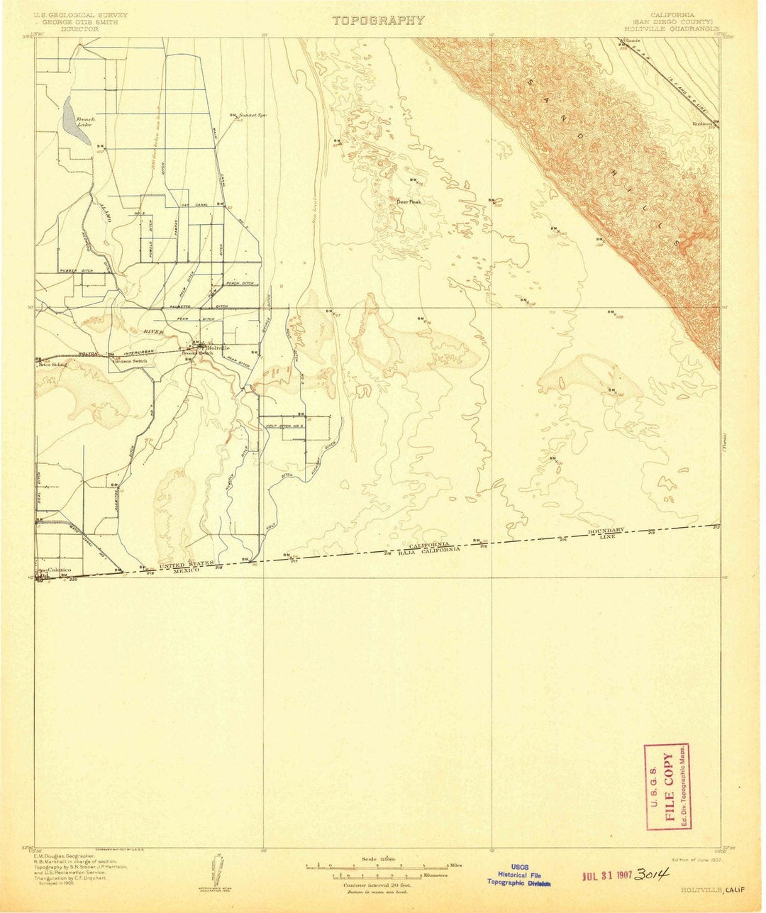 1907 Holtville, CA - California - USGS Topographic Map