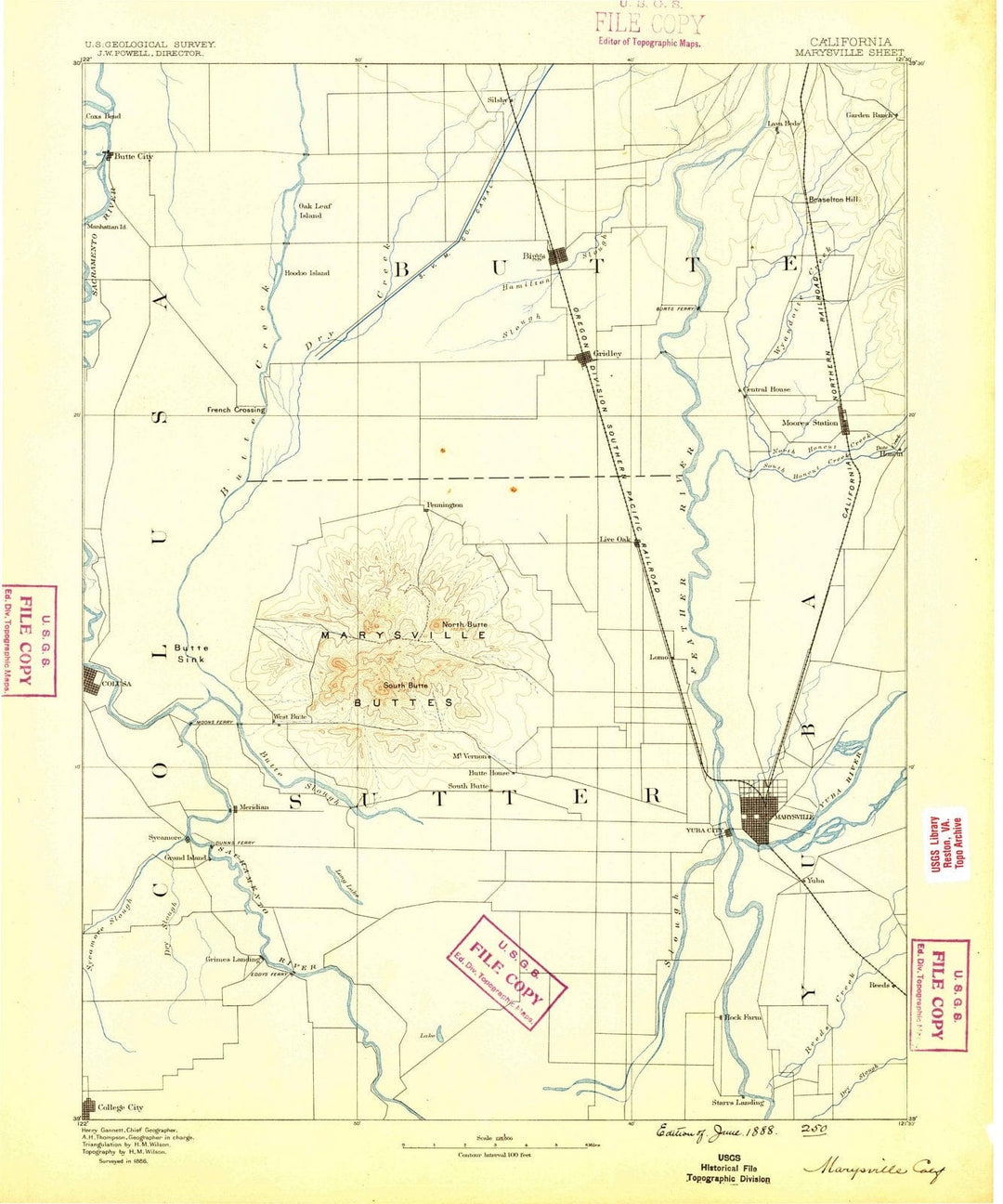 1888 Marysville, CA - California - USGS Topographic Map