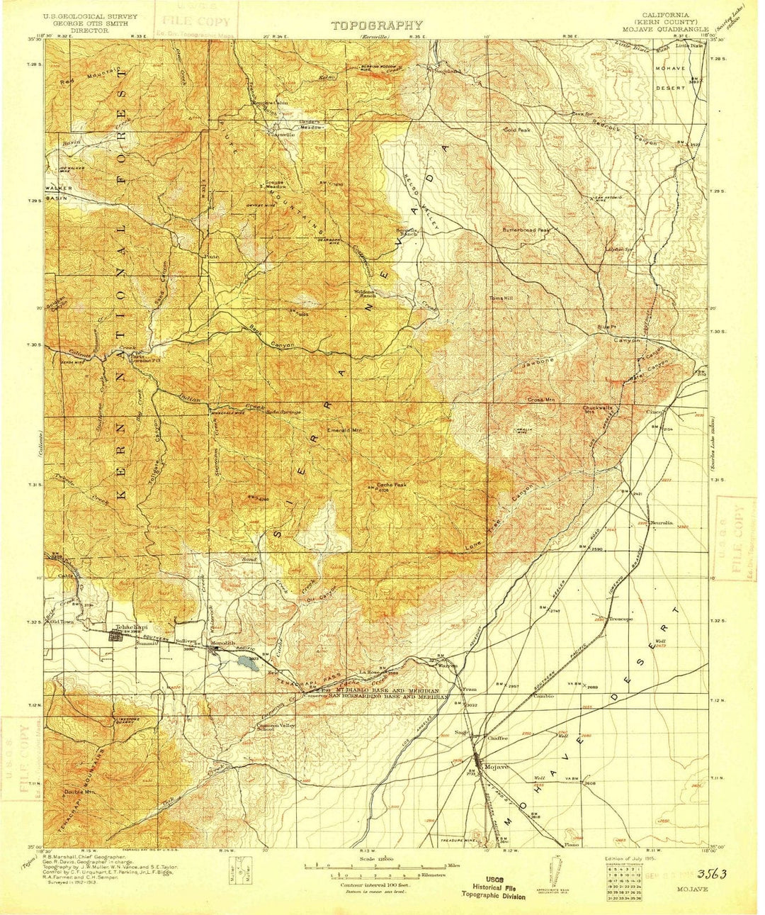 1915 Mojave, CA - California - USGS Topographic Map