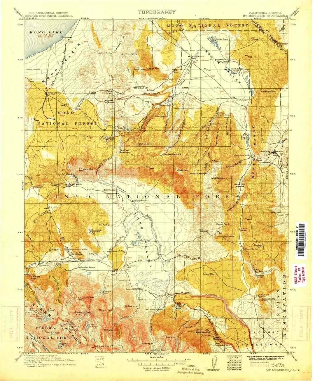 1914 Mt. Morrison, CA - California - USGS Topographic Map