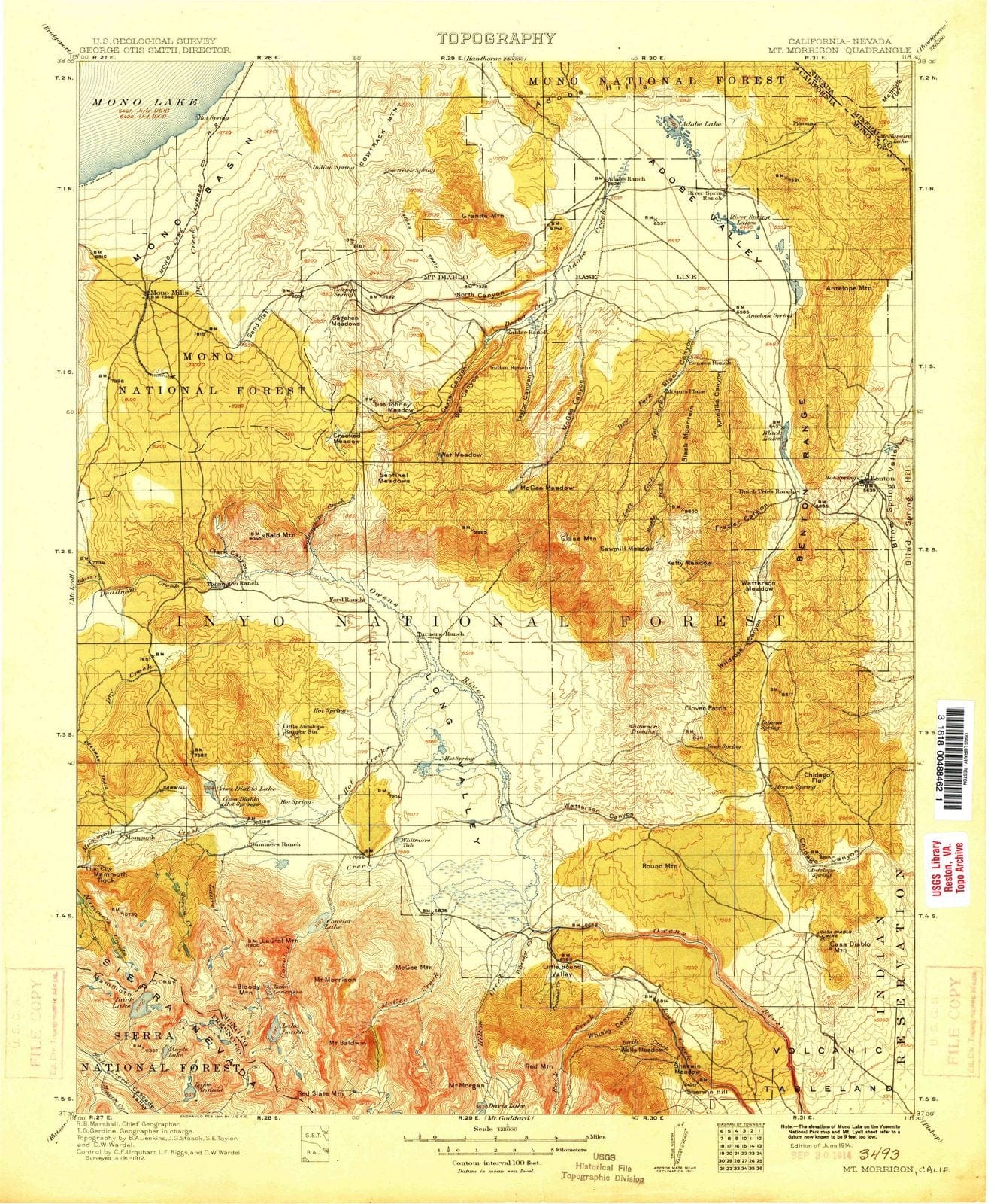 1914 Mt. Morrison, CA - California - USGS Topographic Map