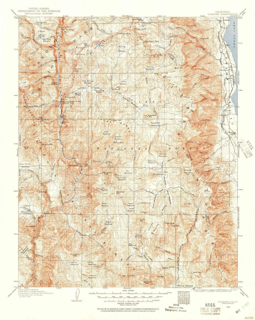 1905 Olancha, CA - California - USGS Topographic Map
