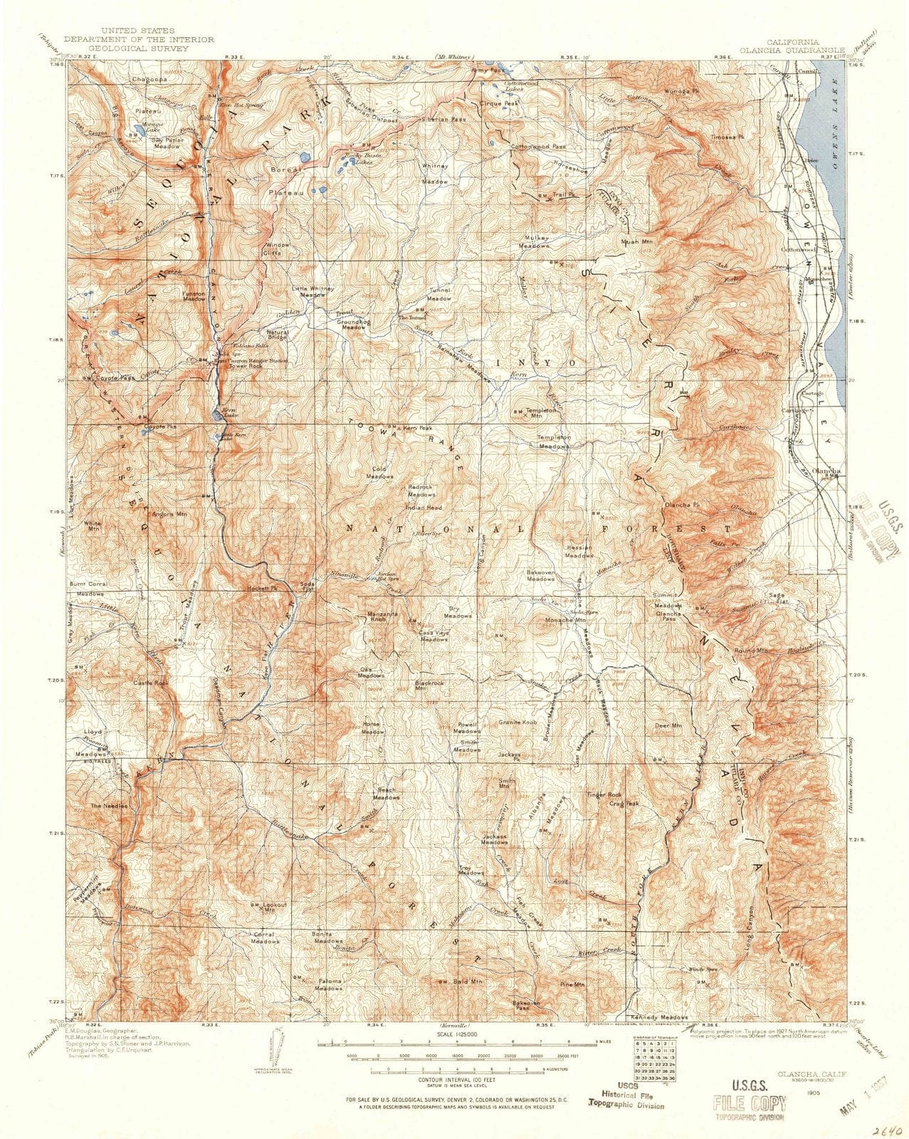 1905 Olancha, CA - California - USGS Topographic Map