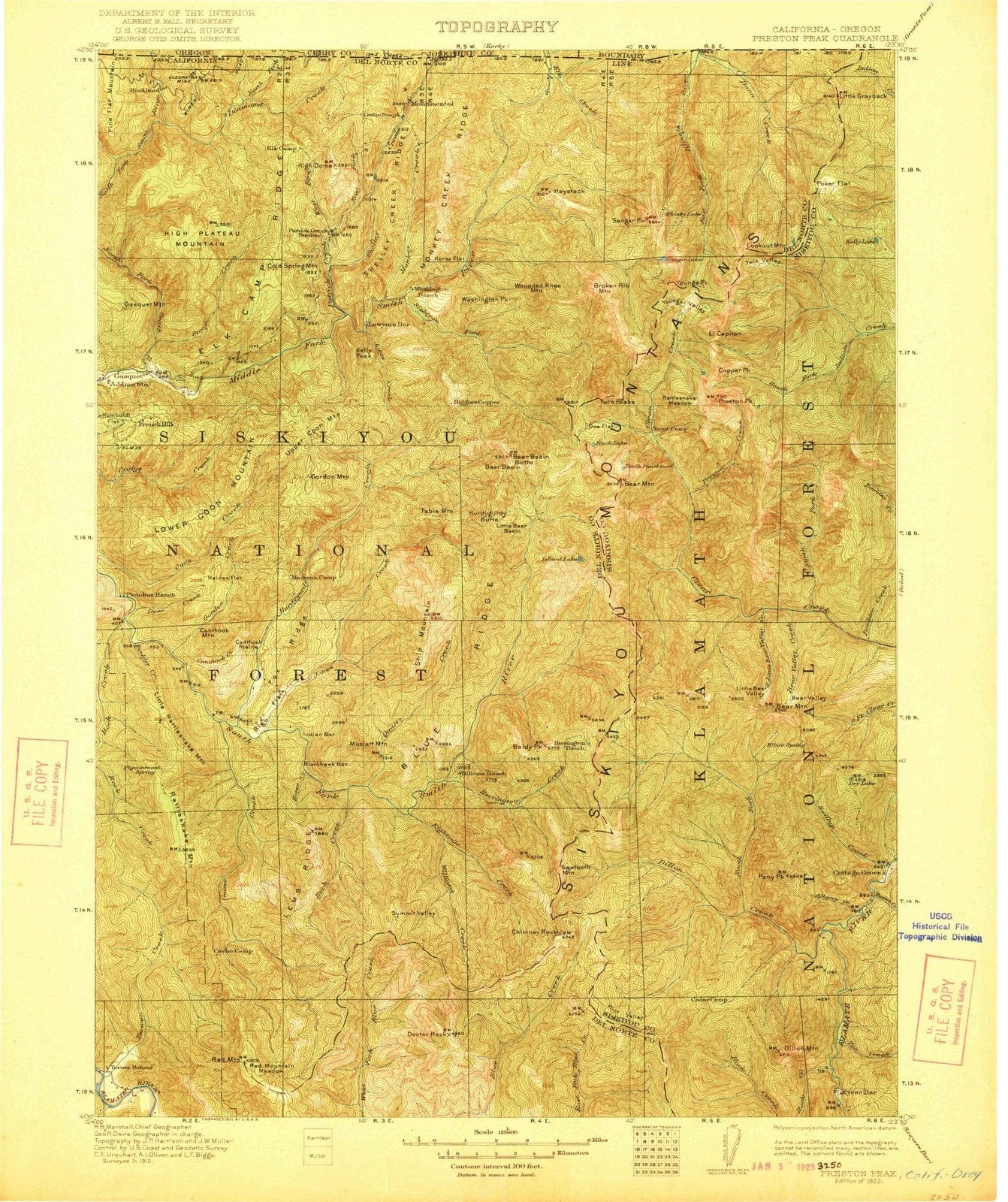1922 Preston Peak, CA - California - USGS Topographic Map