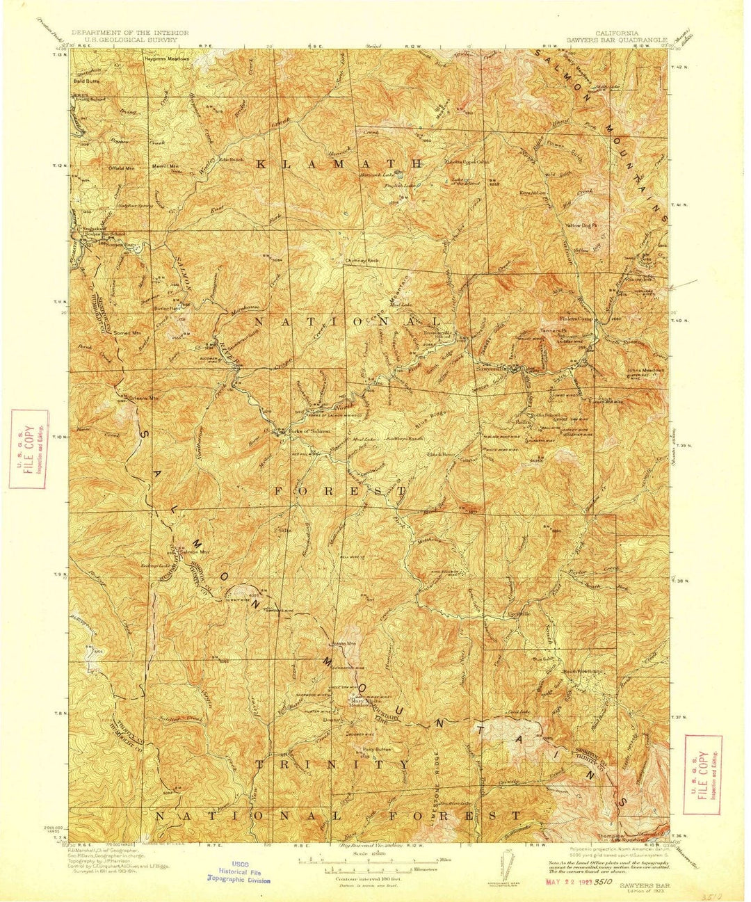 1923 Sawyers Bar, CA - California - USGS Topographic Map
