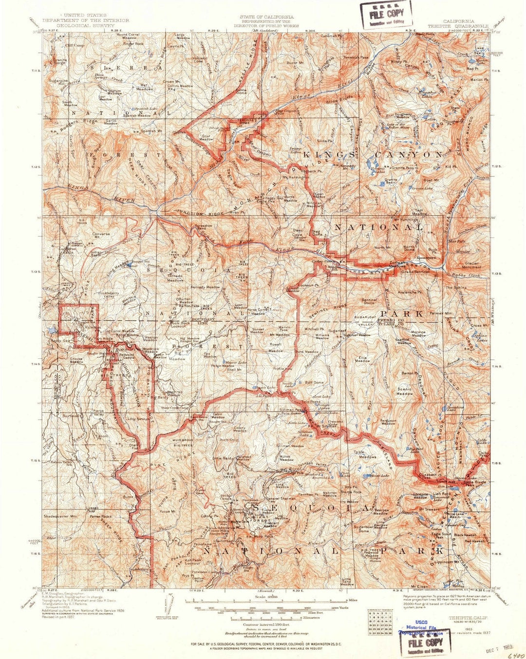 1903 Tehipite, CA - California - USGS Topographic Map