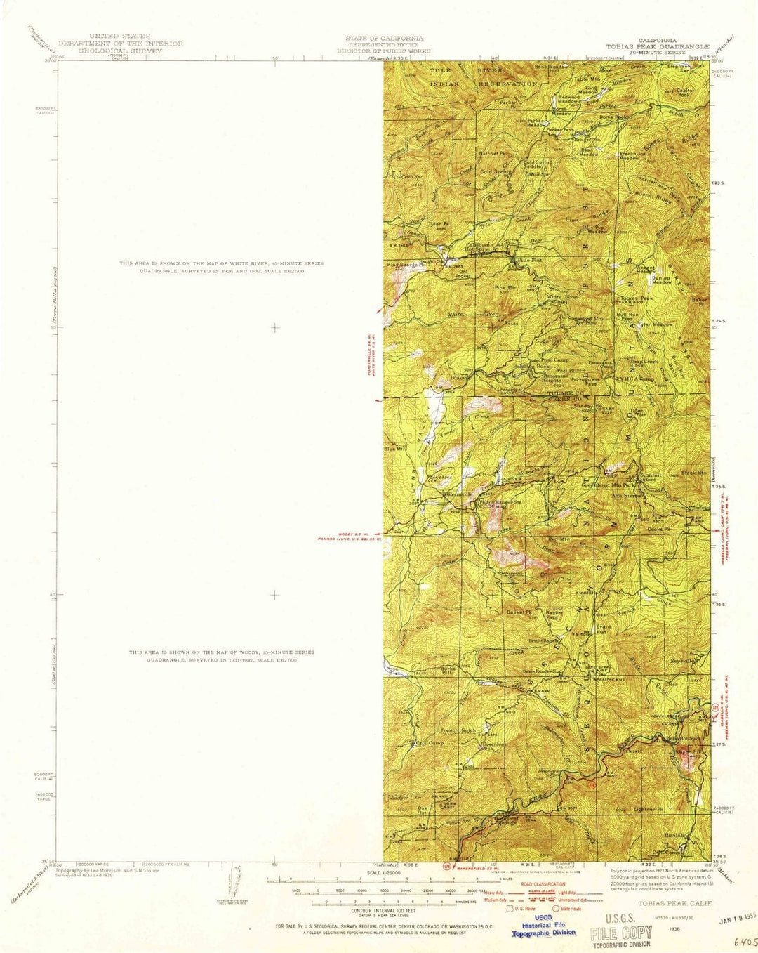 1936 Tobias Peak, CA - California - USGS Topographic Map