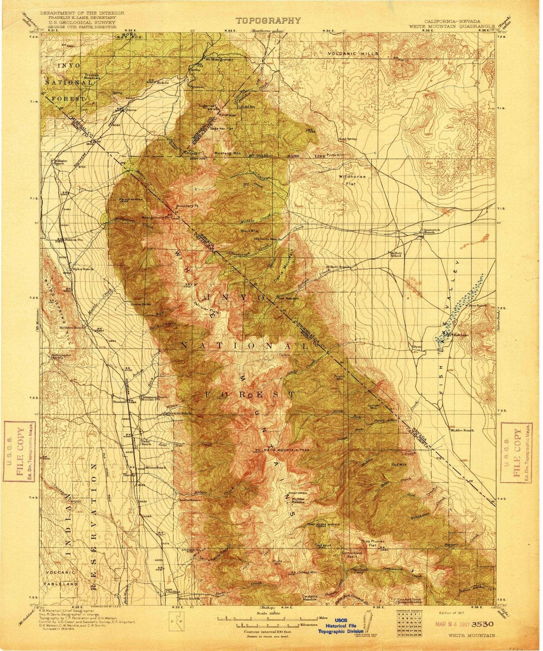 1917 White Mountain, CA - California - USGS Topographic Map