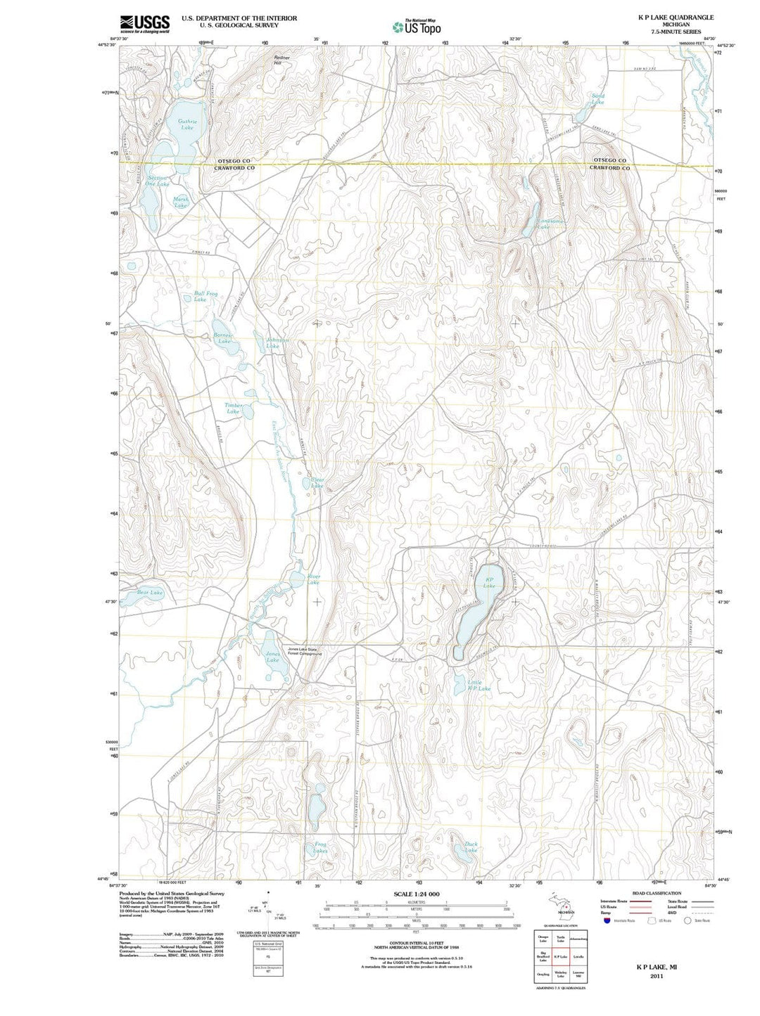 2011 K P Lake, MI - Michigan - USGS Topographic Map