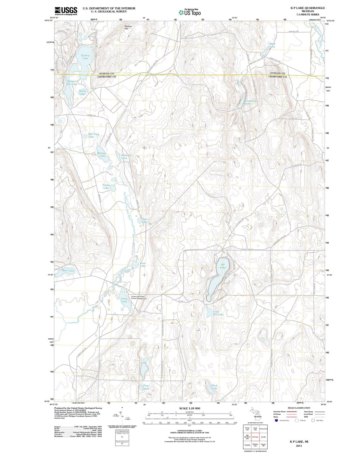 2011 K P Lake, MI - Michigan - USGS Topographic Map