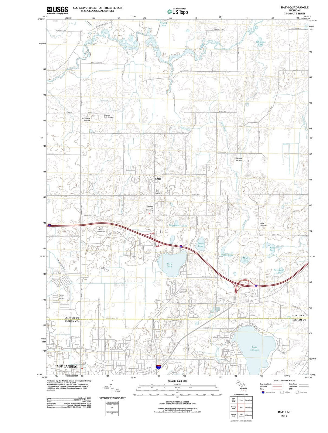 2011 Bath, MI - Michigan - USGS Topographic Map