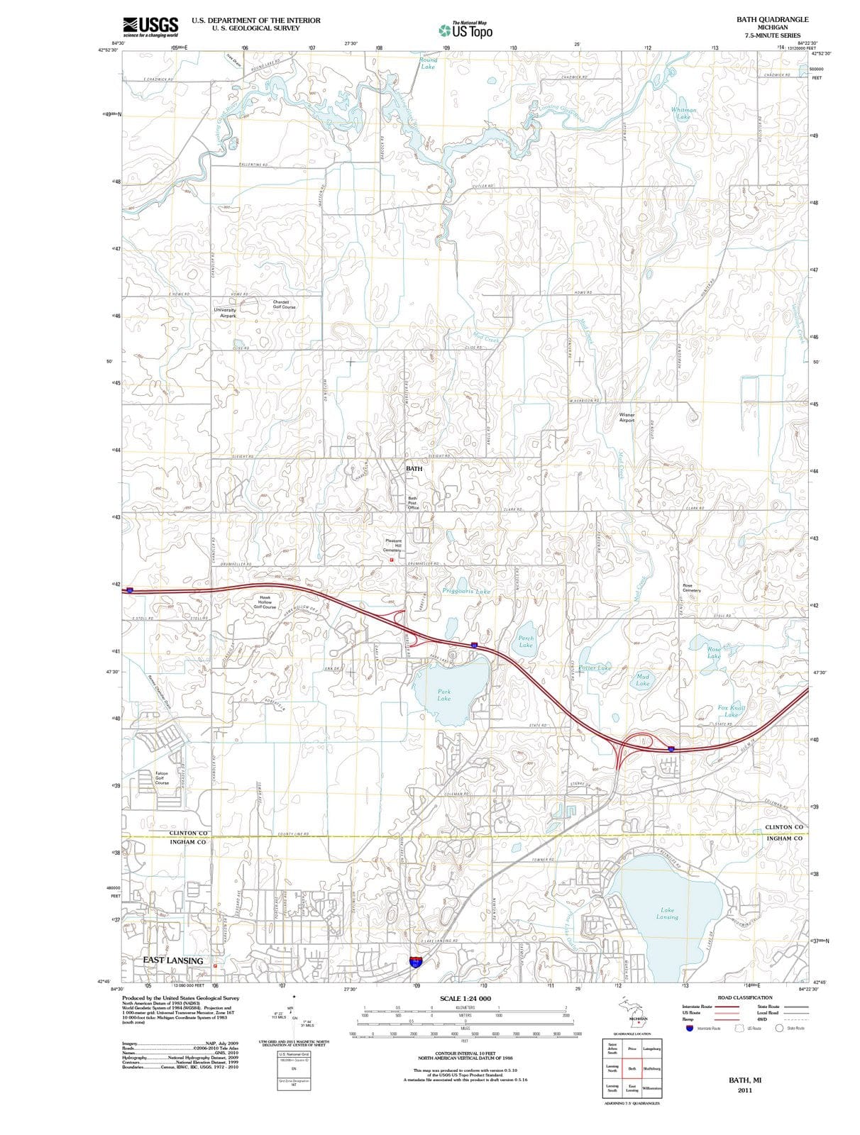 2011 Bath, MI - Michigan - USGS Topographic Map