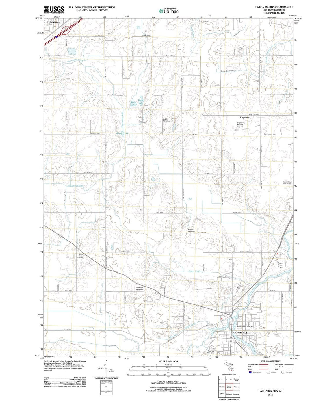 2011 Eaton Rapids, MI - Michigan - USGS Topographic Map