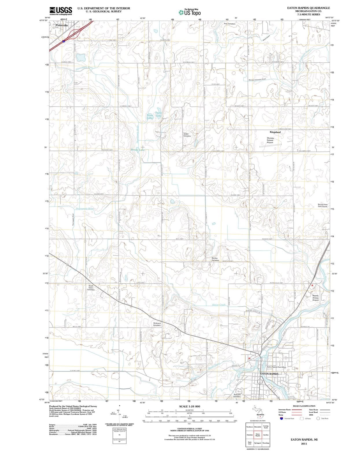 2011 Eaton Rapids, MI - Michigan - USGS Topographic Map