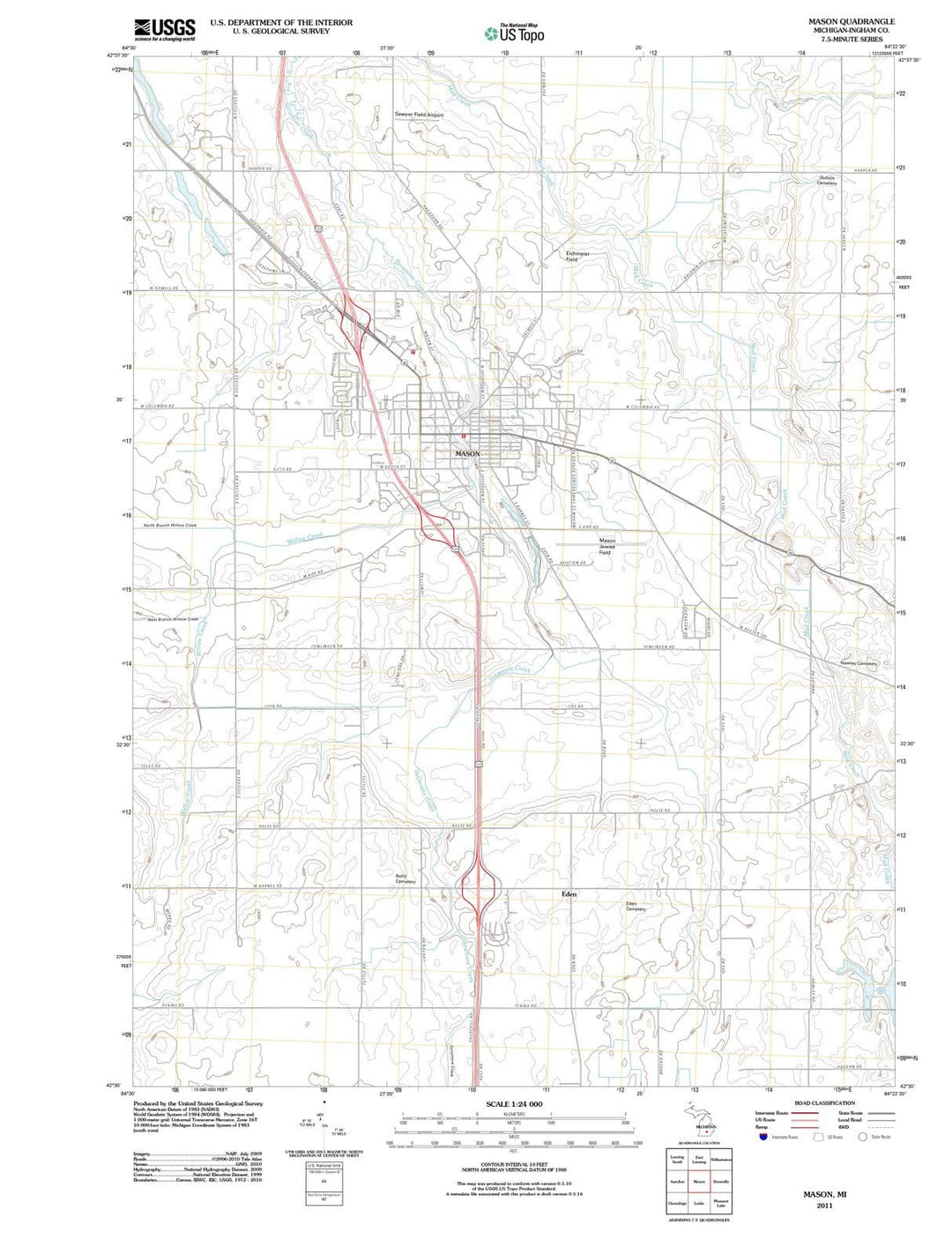 2011 Mason, MI - Michigan - USGS Topographic Map