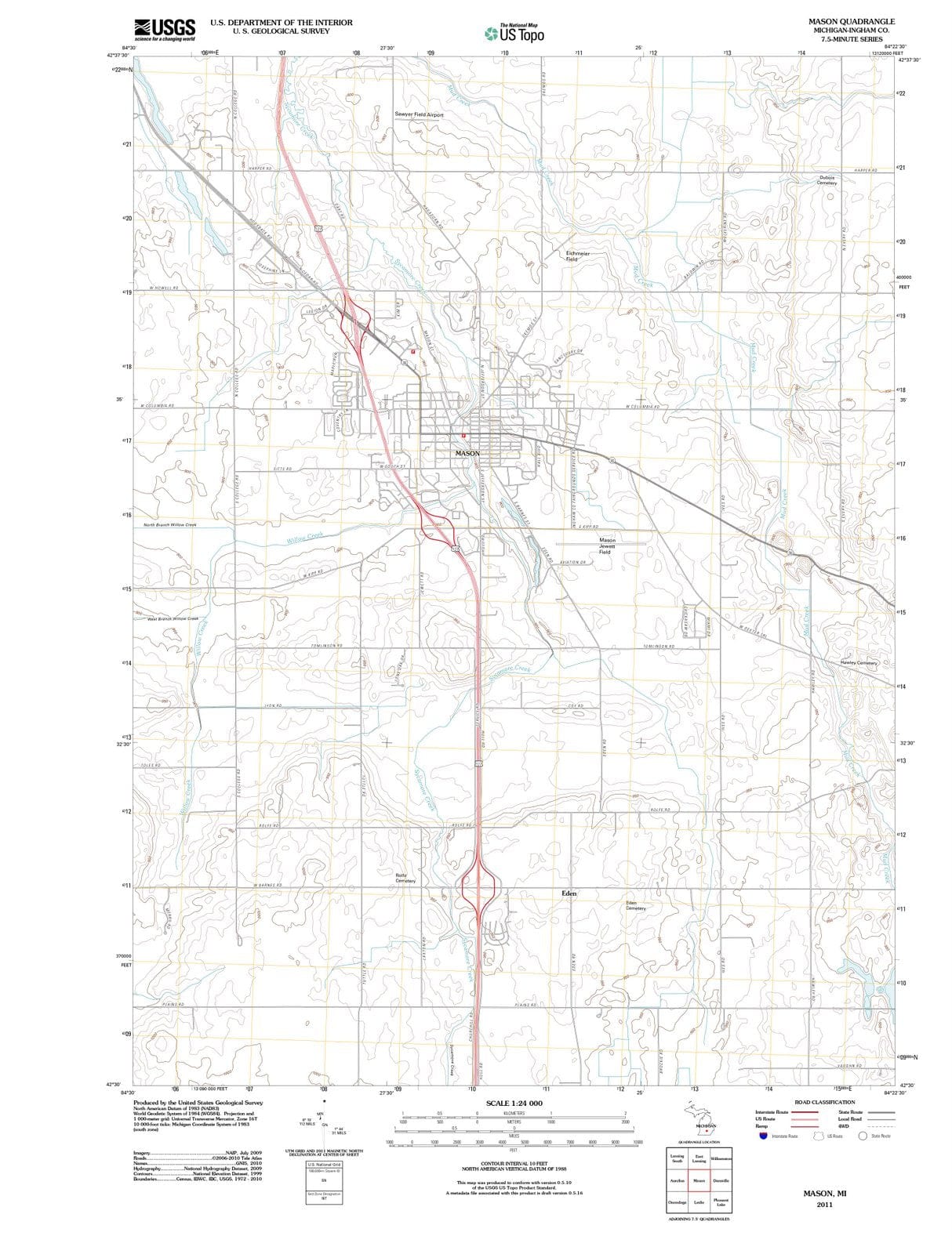 2011 Mason, MI - Michigan - USGS Topographic Map