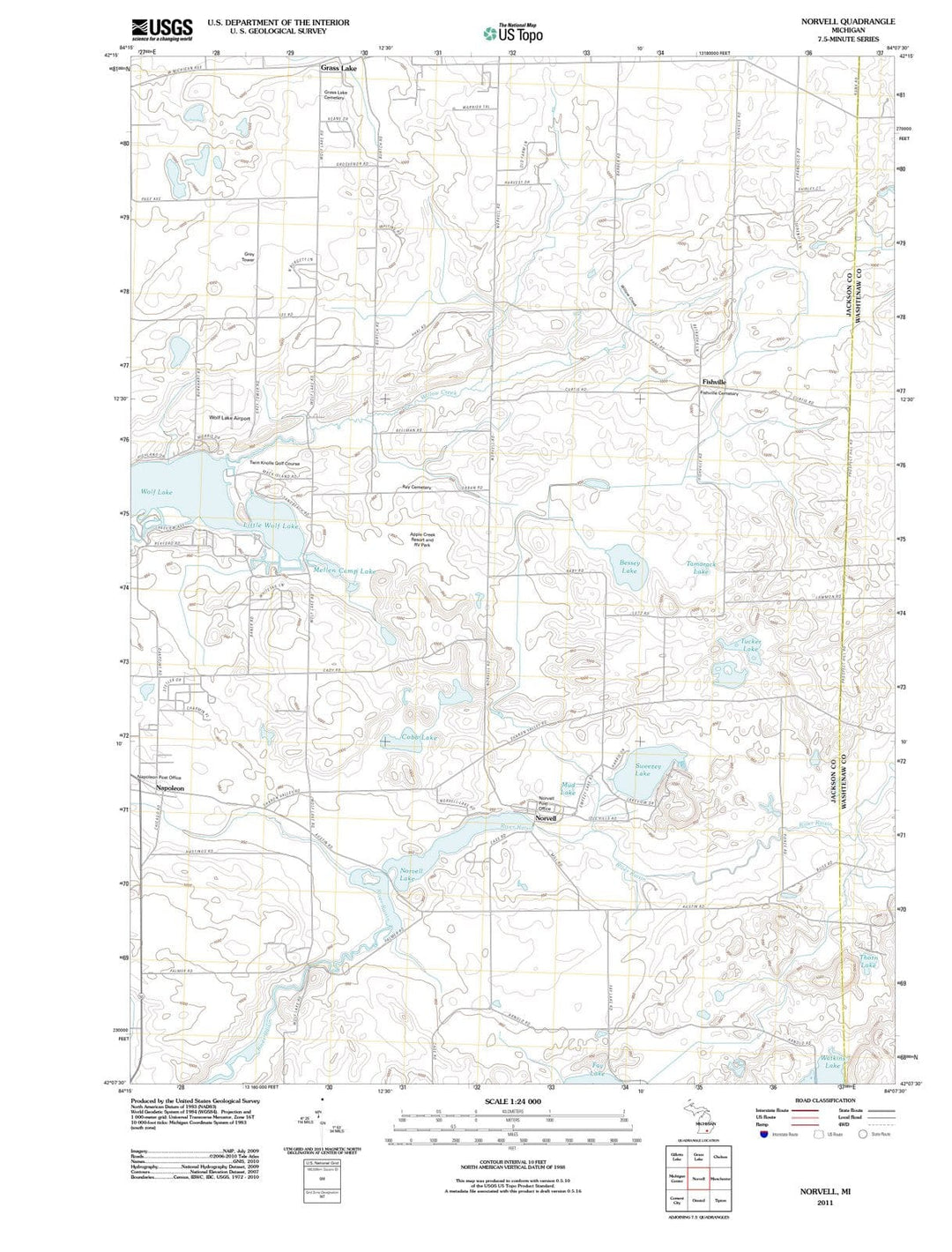 2011 Norvell, MI - Michigan - USGS Topographic Map